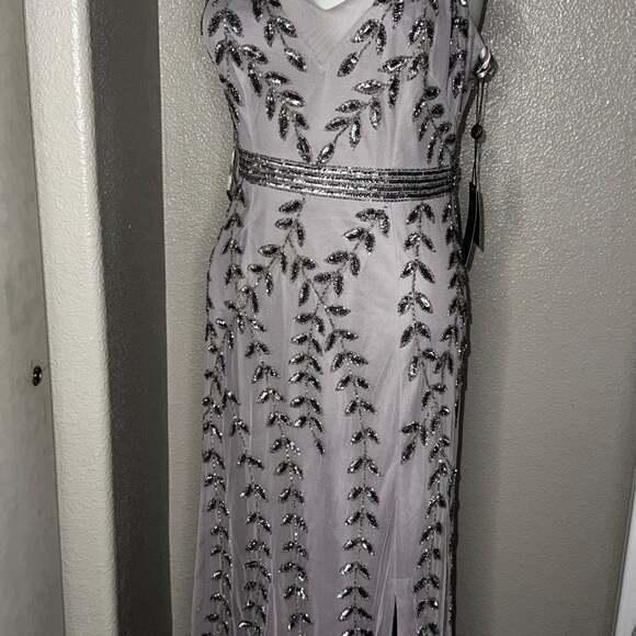 Adrianna Papell Dresses & Skirts - Adrianna Papell Women's Blue Gray Embellished Column Formal Dress